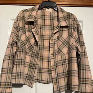 Orange, pink, and brown plaid altered state jacket